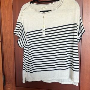 Brand New Max Studio sweater t shirt. Ecru with Navy stripes.